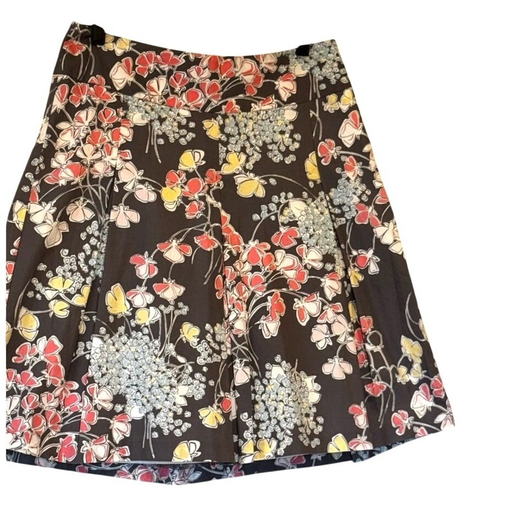 Talbots Petites Floral A-Line Cotton Skirt Black Red Yellow 6P